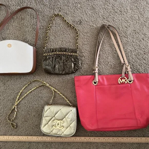 Michael Kors Bedford Coral Pebbled Leather Tote Handbag bundle of 4 purses - Picture 4 of 15